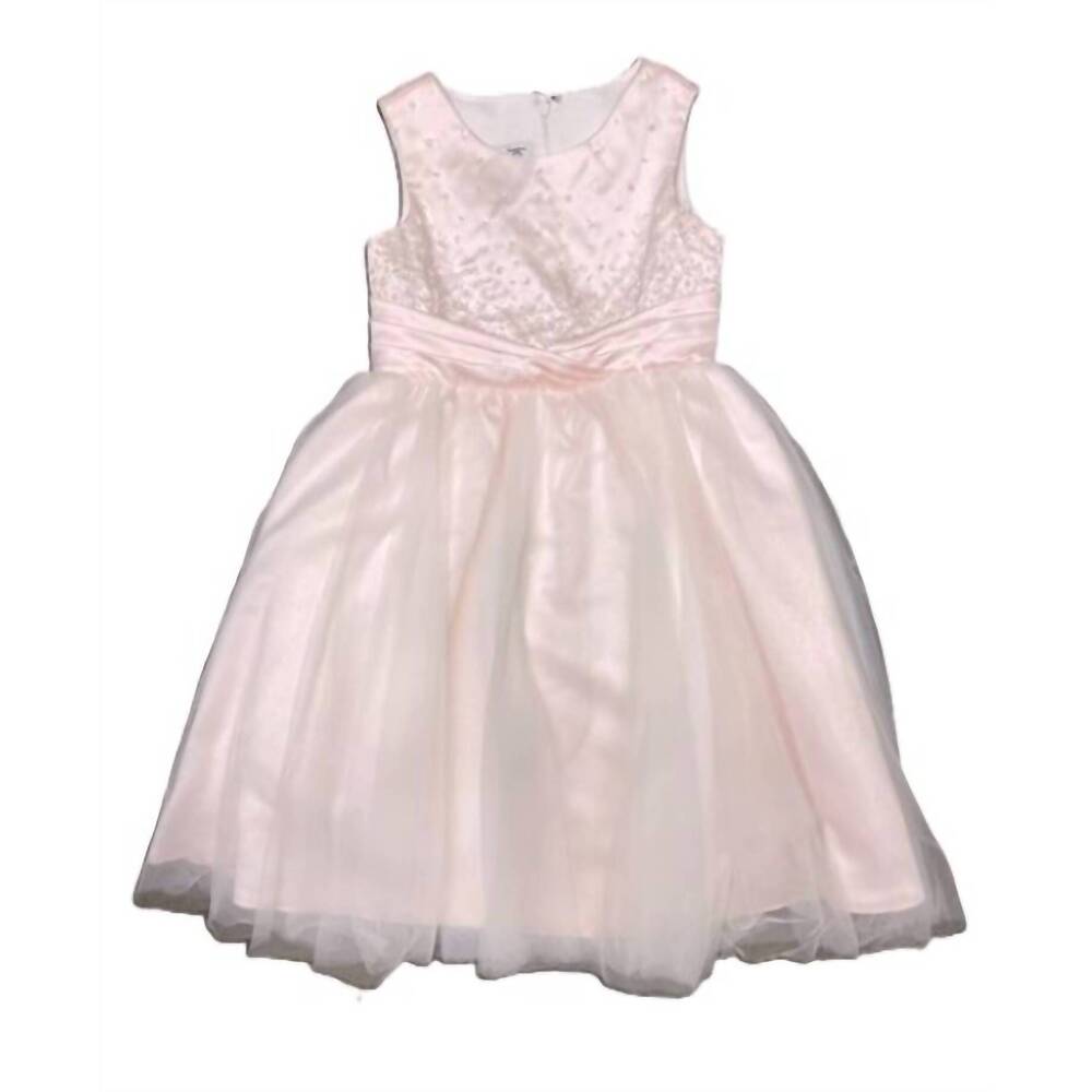 NEW JOAN CALABRESE girls beaded crisscross waistband fancy dress in pink
